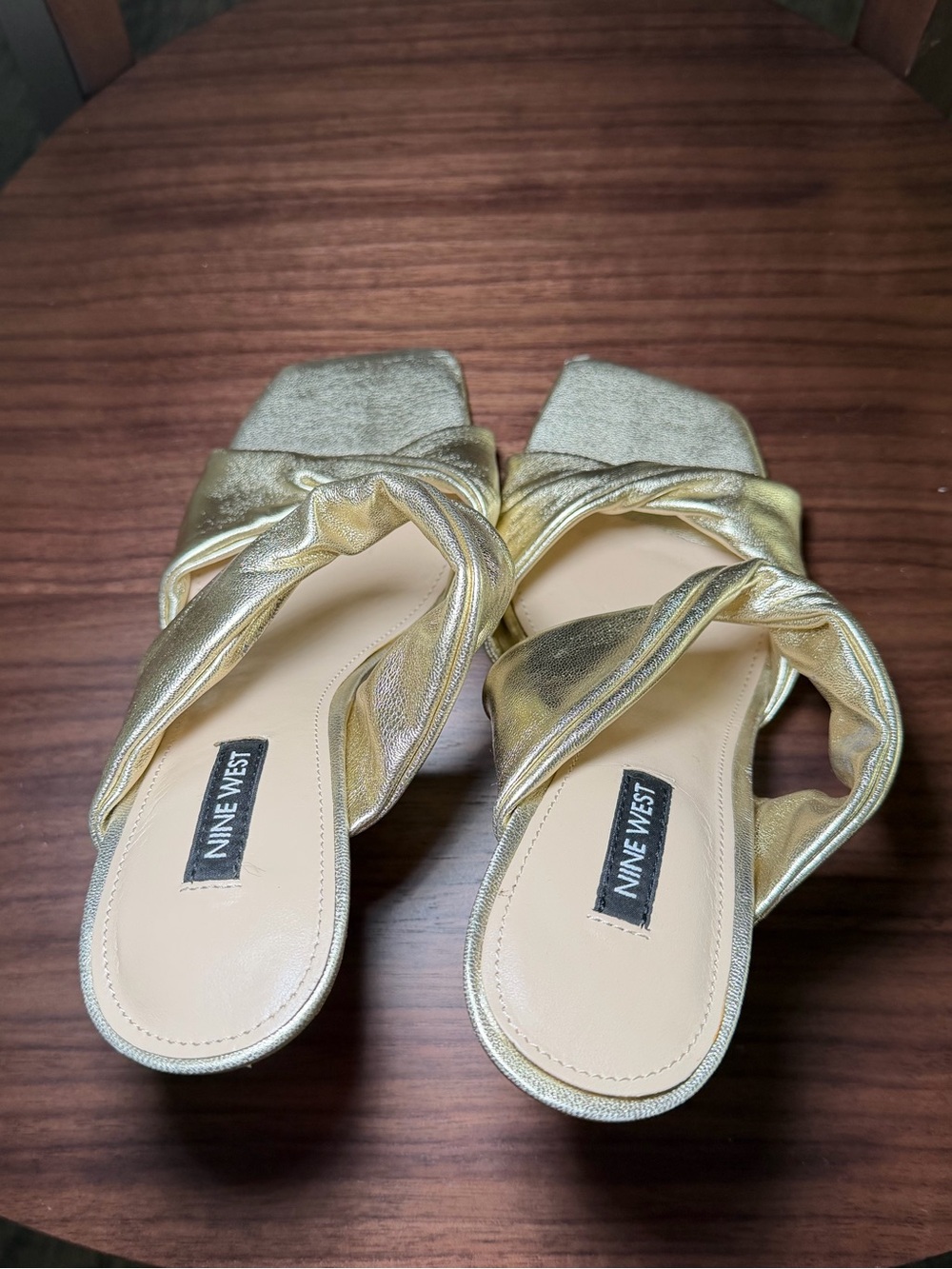 Nine West Metallic Gold Knotted Slide Mules